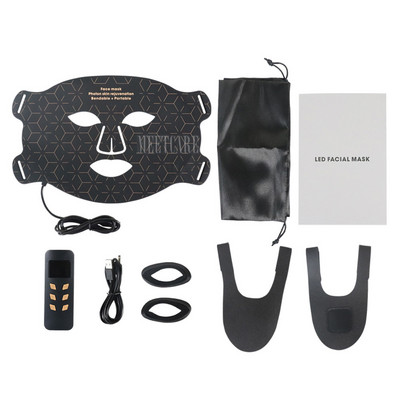 4 spalvų LED veido kaukė silikoninė gelis SPA raudonos šviesos terapija veidui kaklui Photon NIR šviesos odos atjauninimas nuo raukšlių spuogų