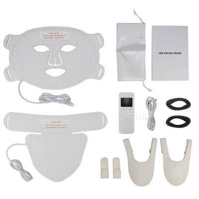 4 spalvų LED veido kaukė silikoninė gelis SPA raudonos šviesos terapija veidui kaklui Photon NIR šviesos odos atjauninimas nuo raukšlių spuogų