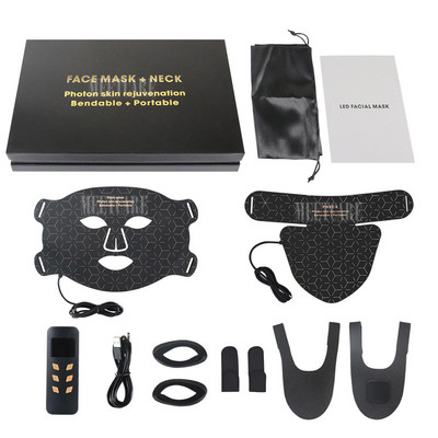 4 spalvų LED veido kaukė silikoninė gelis SPA raudonos šviesos terapija veidui kaklui Photon NIR šviesos odos atjauninimas nuo raukšlių spuogų