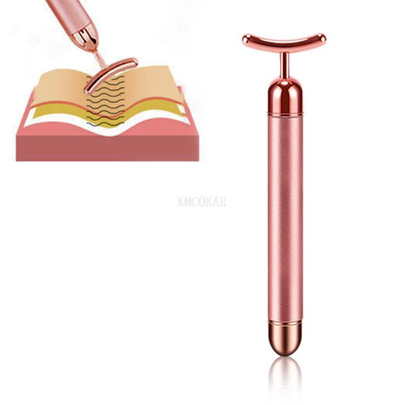 5-in-1 Gold Beauty Bar veido masažuoklis Elektrinis vibruojantis rožinis kvarcas 3D volelis Veido pakėlimas kūnui Gua Sha Jade Roller Home