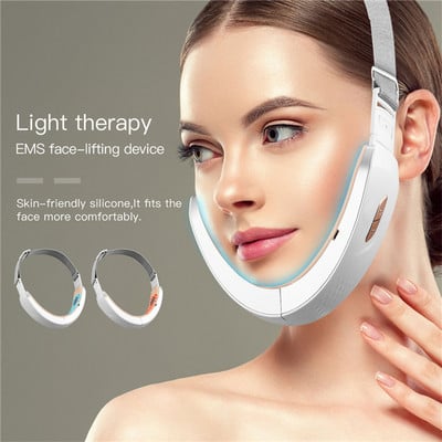 Chin V-Line Up Lift Belt Machine Blue LED Photon Therapy Face Lifting Karcsúsító Vibrációs Beauty Masszírozó Dupla állcsökkentő 48
