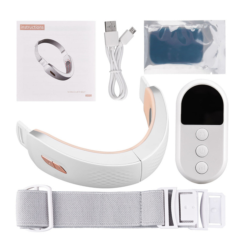 Chin V-Line Up Lift Belt Machine Blue LED Photon Therapy Face Lifting Karcsúsító Vibrációs Beauty Masszírozó Dupla állcsökkentő 48