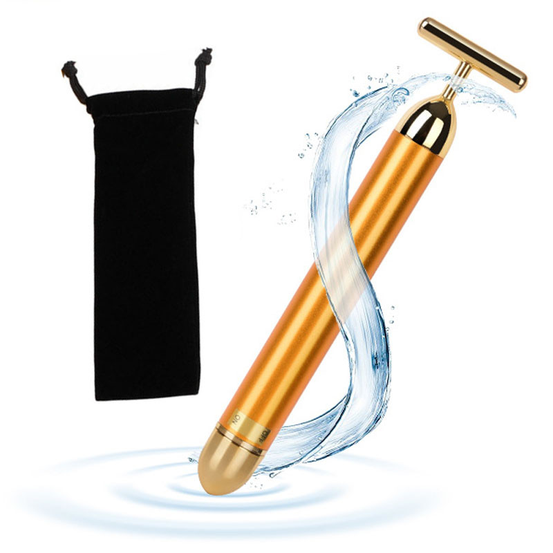 Liekninamasis veido 24k auksinis vibracijos veido grožio baras, pulsuojantis veido stangrinamasis volelis masažuoklis, pakeliantis odą stangrinantis raukšlių lazdelė