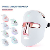 Безжична 7-цветна LED маска за лице Photon Treatment Facal Beauty Mask Подмладяване на кожата против акне, бръчки, грижа за кожата на лицето USB зареждане
