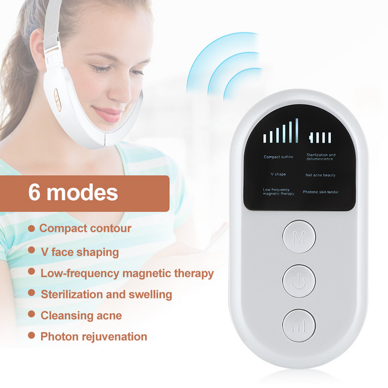 Facial Chin V-Line Up Lift Belt Machine Blue LED Photon Therapy EMS Face Lifting Karcsúsító Vibrációs Masszírozó Dupla állcsökkentő