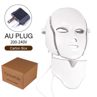 Veido ir kaklo 7 spalvų LED veido kaukė su kaklo fotonų terapija nuo spuogų ir raukšlių šalinimo odos atjauninimo veido odos priežiūros LED kaukė