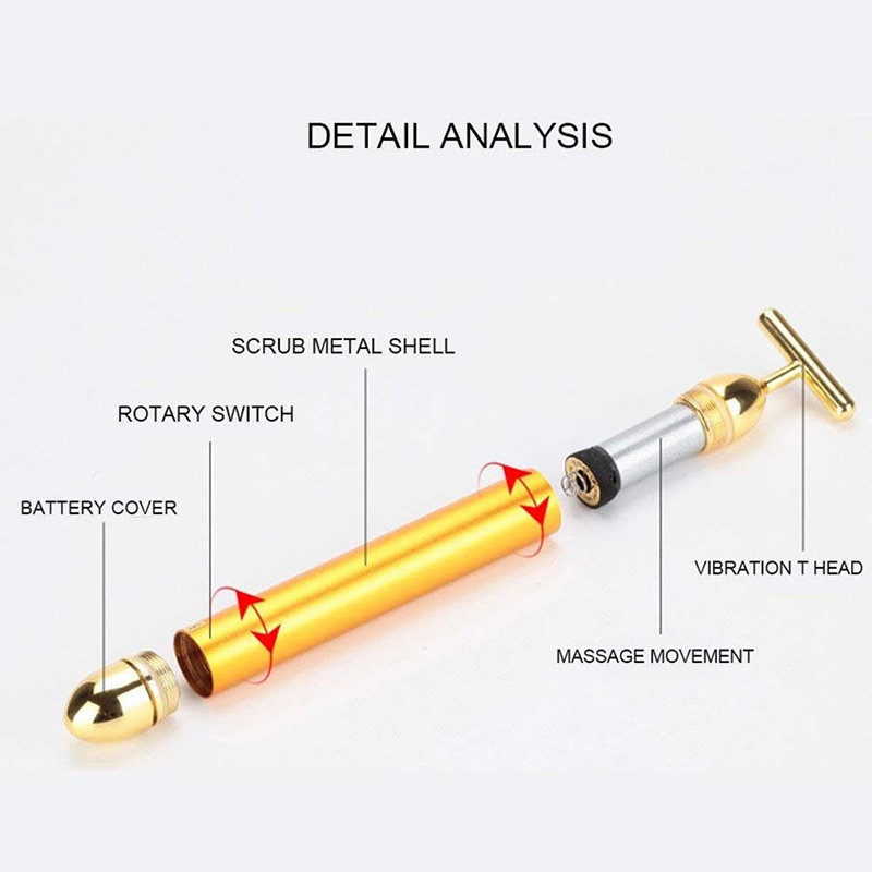 24k arany vibrációs arc karcsúsító arcszépítő bár pulzáló feszesítő arcgörgő masszírozó lift bőrfeszesítő ráncos pálca