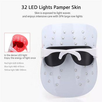 3 Χρώματα LED Light Therapy Facial Mask Photon Αντιγηραντική Αντιρυτιδική Αναζωογόνηση Ασύρματη Μάσκα Προσώπου Skin Care Beauty Machine
