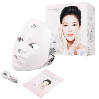 USB Charge 7 spalvų LED fotonų veido kaukė EMS karšto kompreso kaitinimo procedūra veido grožio kaukė Odos priežiūra nuo spuogų raukšlių