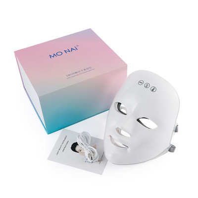 USB Charge 7 spalvų LED fotonų veido kaukė EMS karšto kompreso kaitinimo procedūra veido grožio kaukė Odos priežiūra nuo spuogų raukšlių