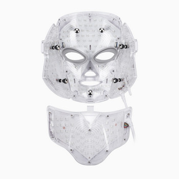 7 цвята LED маска за лице с шия LED светлинна терапевтична маска Подмладяване на кожата Устройство за красота против акне Лифтинг на лицето твърд масажор