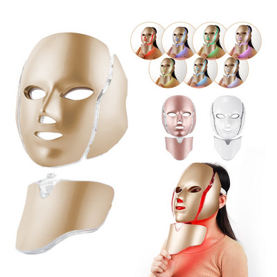 Foreverlily 7 Colors Photon Facial Beauty Kaukė Odos atjauninimo LED šviesos kaukė su kaklu nuo spuogų gydymo anti-senėjimo SPA