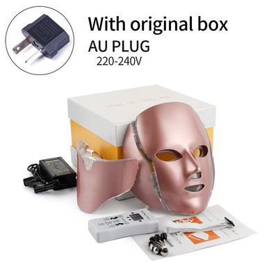 Foreverlily 7 Colors Photon Facial Beauty Mask Bőrfiatalító LED Fény maszk nyakkal Anti-Acne kezelés Öregedésgátló SPA