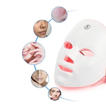 Wireless Led Face Mask Light Therapy Photon USB Recharge 7 Colors Facial Mask for Anti Aging Skin Rejuvenation Συσκευή περιποίησης δέρματος