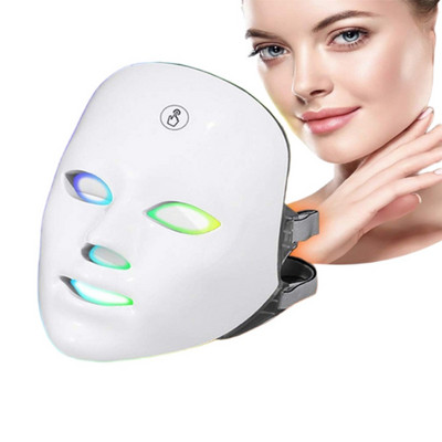 Mască facială fără fir cu LED Terapie cu lumină Photon USB Reîncărcare Mască facială în 7 culori pentru dispozitivul de îngrijire a pielii pentru întinerirea pielii anti-îmbătrânire