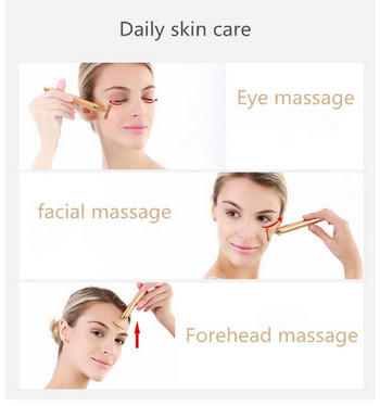 24K Gold Roller Beauty Bar Golden Energy Face Massager Beauty Care Vibration Facial Massager Lift Tighting Wrinkle Bar