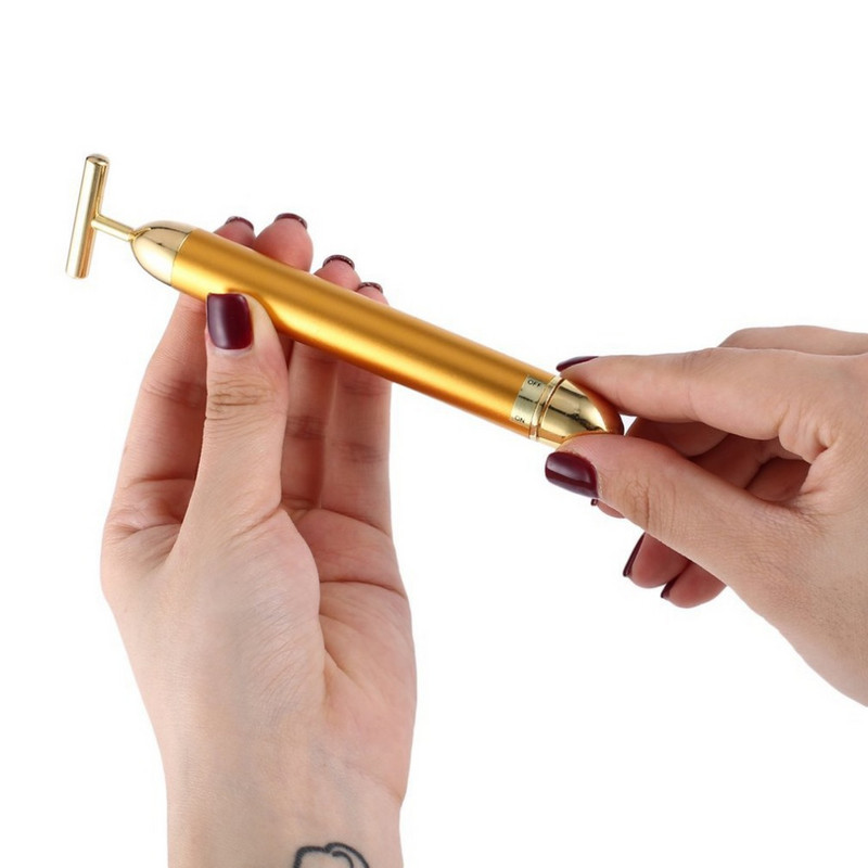 24K Gold Roller Beauty Bar Golden Energy Arcmasszírozó Szépségápolás Vibrációs Arcmasszírozó Lift Feszesítő Ráncsáv