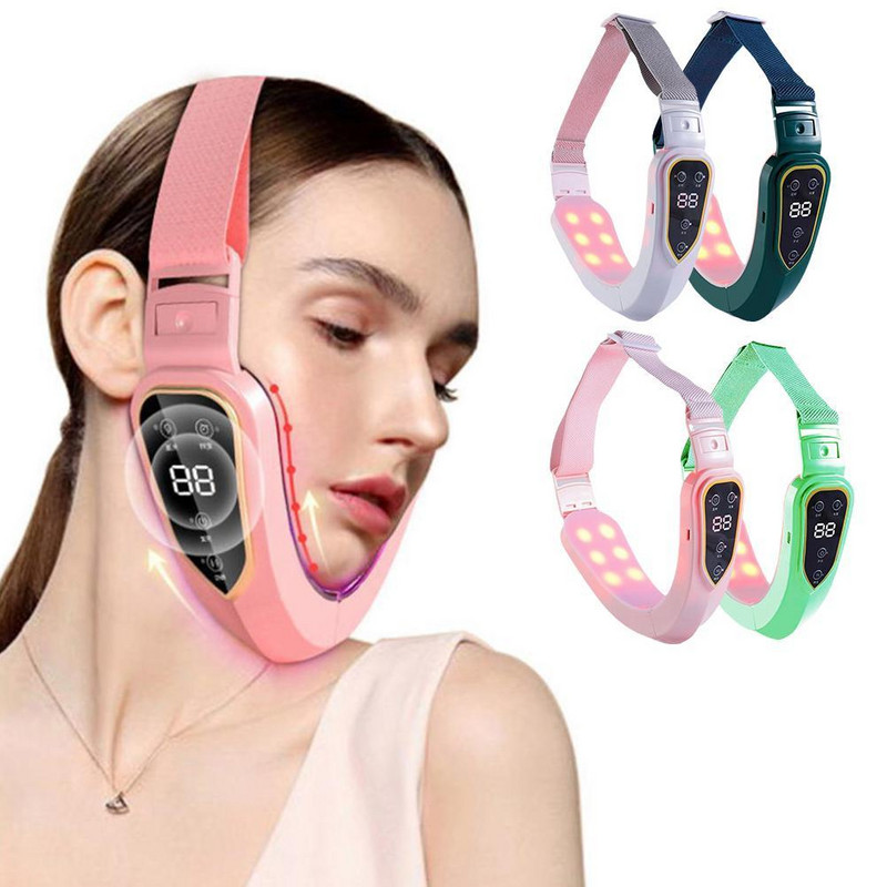 Dispozitiv de ridicare a feței Terapie cu LED-uri cu fotoni Masaj cu vibrații pentru slăbire facială Instrument de îngrijire a feței pentru ridicarea obrajilor în formă de V pentru bărbia dublă