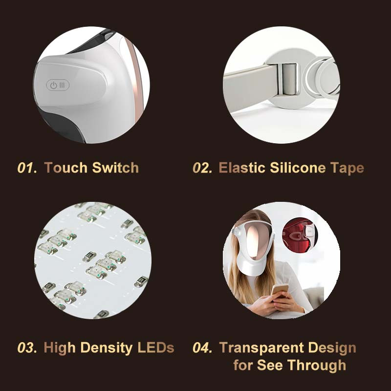 LED маска за лице Лечение на лице 807PCS Nano LED 3 цветни LED фотодинамична терапия против акне премахване на бръчки Brighten Beauty Device