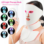 7 цвята Силиконова LED светлинна терапия Маска за лице и шия Подмладяваща маска за лице Фотодинамична терапия Избелване Премахване на петна от акне