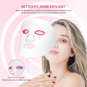 7 цвята Силиконова LED светлинна терапия Маска за лице и шия Подмладяваща маска за лице Фотодинамична терапия Избелване Премахване на петна от акне