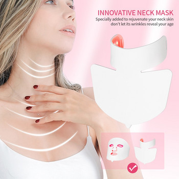 7 цвята Силиконова LED светлинна терапия Маска за лице и шия Подмладяваща маска за лице Фотодинамична терапия Избелване Премахване на петна от акне
