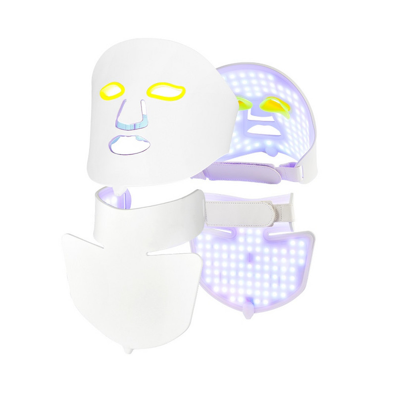 7 цвята Силиконова LED светлинна терапия Маска за лице и шия Подмладяваща маска за лице Фотодинамична терапия Избелване Премахване на петна от акне