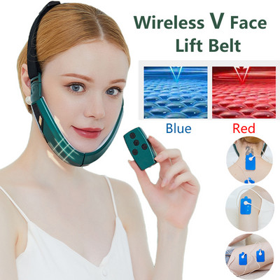 TENS Chin V-Line Up Lift Belt Machine Blue LED foton terápiás arcemelő karcsúsító vibrációs masszírozó dupla állcsökkentő