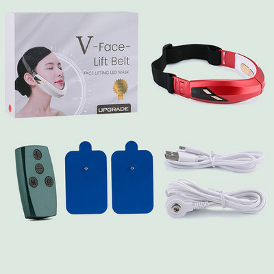 TENS Chin V-Line Up Lift Belt Machine Blue LED foton terápiás arcemelő karcsúsító vibrációs masszírozó dupla állcsökkentő