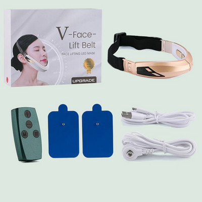 TENS Chin V-Line Up Lift Belt Machine Blue LED foton terápiás arcemelő karcsúsító vibrációs masszírozó dupla állcsökkentő