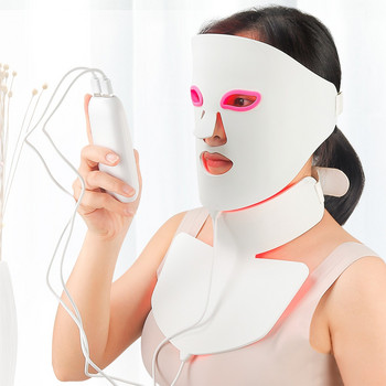 Μάσκα σιλικόνης προσώπου λαιμού 7 χρωμάτων Photon Facial Beauty Mask Αναζωογόνηση δέρματος Αντιρυτιδική θεραπεία Ance Περιποίηση δέρματος Μάσκα LED