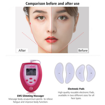 Ms.Dear Facial Slimming Massager Electric V-Face Trainer Jaw Exerciser EMS Face Body Pulse Muscle Stimulator with Electrode Pads