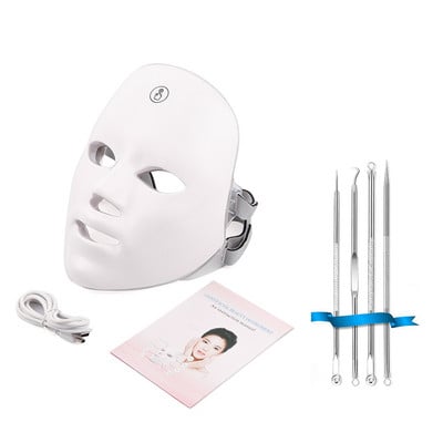 Led maske za lice Svjetlosna terapija 7 boja Photon Red Light Terapija radiofrekvencijom lica Maska za pomlađivanje kože Njega lica USB punjenje