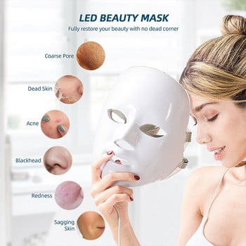 Μάσκα Led Full Face Beauty Devices 7 Χρώματα Led Facial Mask Photon Αναζωογόνηση επιδερμίδας Ρυτίδες αφαίρεσης ακμής Skin Care Tools Mascara