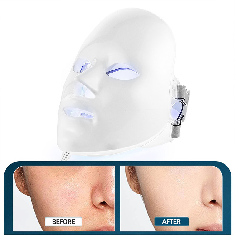 Led маска Устройства за красота на цялото лице 7 цвята Led маска за лице Photon Skin Rejuvenation Wrinkle Acne Remover Инструменти за грижа за кожата спирала