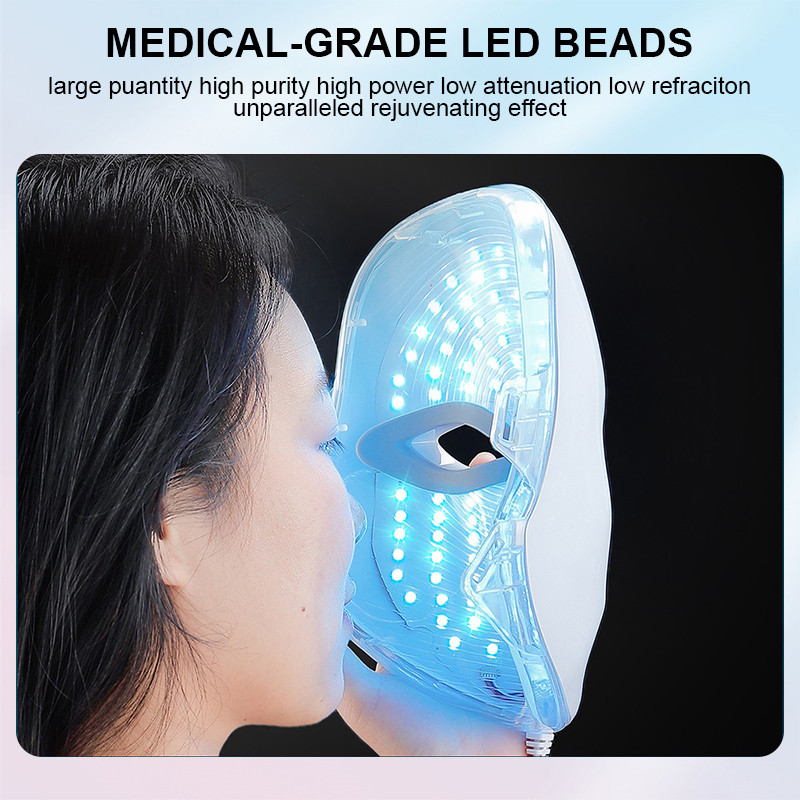 Led маска Устройства за красота на цялото лице 7 цвята Led маска за лице Photon Skin Rejuvenation Wrinkle Acne Remover Инструменти за грижа за кожата спирала