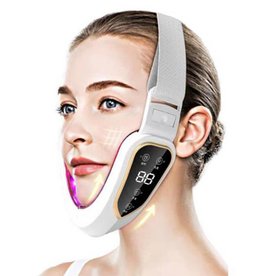 Dispozitiv de ridicare a feței Terapie cu LED-uri fotonice pentru slăbire facială Barbie dublă în formă de V Masaj cu vibrații pentru lifting facial pentru obraz