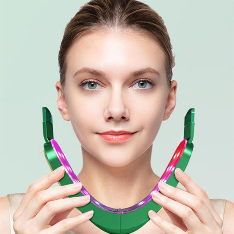 Dispozitiv de ridicare a feței Terapie cu LED-uri fotonice pentru slăbire facială Barbie dublă în formă de V Masaj cu vibrații pentru lifting facial pentru obraz