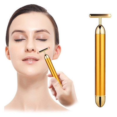 24k Gold Vibration Facial Slimming Fata Beauty Bar Pulse Ferming Face Roller Massager Lift Skin Streaking Rid Stick
