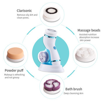 4 σε 1 Ηλεκτρική βούρτσα καθαρισμού προσώπου Skin scrubber Deep Face Cleaning Μηχάνημα Peeling Pore Cleaner Roller Massager