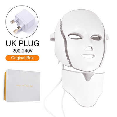 iebilif Gold LED veido kaukė su kaklu 7 spalvų fotonų terapijos grožio procedūra nuo raukšlių balinanti odos atjauninimo mašina