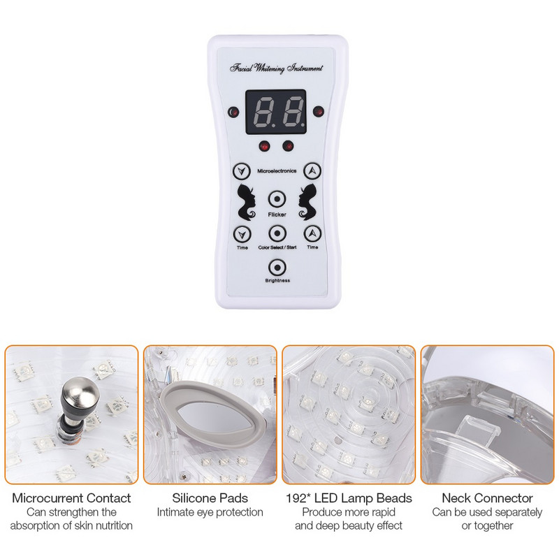 iebilif Gold LED veido kaukė su kaklu 7 spalvų fotonų terapijos grožio procedūra nuo raukšlių balinanti odos atjauninimo mašina