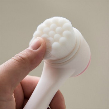 1PC Двойни почистващи масажни четки Продукт за измиване на лицето Инструмент за грижа за кожата Двустранна силиконова четка за почистване на лице Преносим