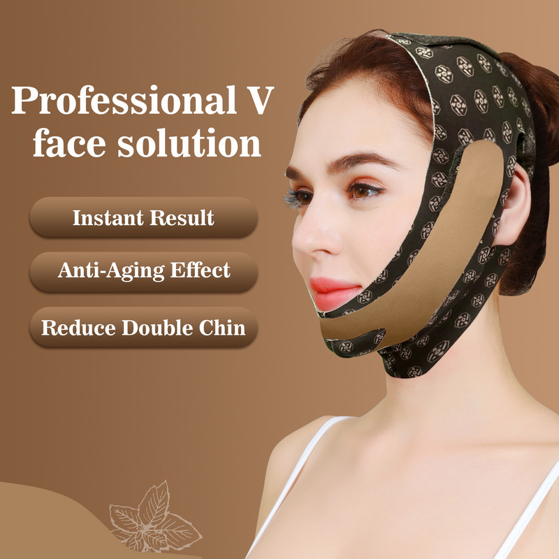 Arc emelő pánt kettős állcsökkentő, arc karcsúsító pánt kettős emelő V-arcú övDupla Facial Lifting feszesítő V arc
