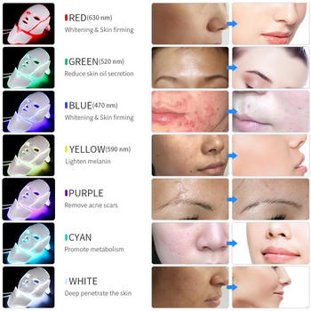 7 Χρώματα Electric Led Facial Mask Face Mask Machine Light Therapy Acne Mask Neck Beauty Led Mask Skin Rejuvenation