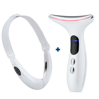 Chin V-Line Up Lift Belt Machine Blue LED Photon Therapy EMS Face Lifting Karcsúsító Vibrációs Masszírozó Dupla állcsökkentő