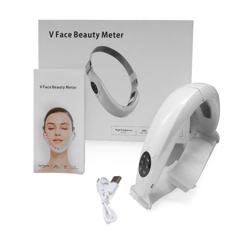 Chin V-Line Up Lift Belt Machine Blue LED Photon Therapy EMS Face Lifting Karcsúsító Vibrációs Masszírozó Dupla állcsökkentő