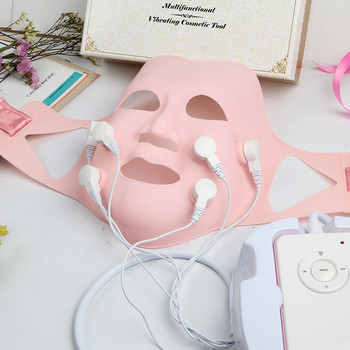 Силиконова 3D маска за лице Електрически LED вибрационен масажор за красота Грижа за кожата Подмладяване Против бръчки Премахване на акне Face Beauty Spa