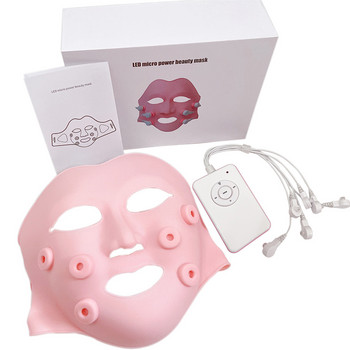 Силиконова 3D маска за лице Електрически LED вибрационен масажор за красота Грижа за кожата Подмладяване Против бръчки Премахване на акне Face Beauty Spa
