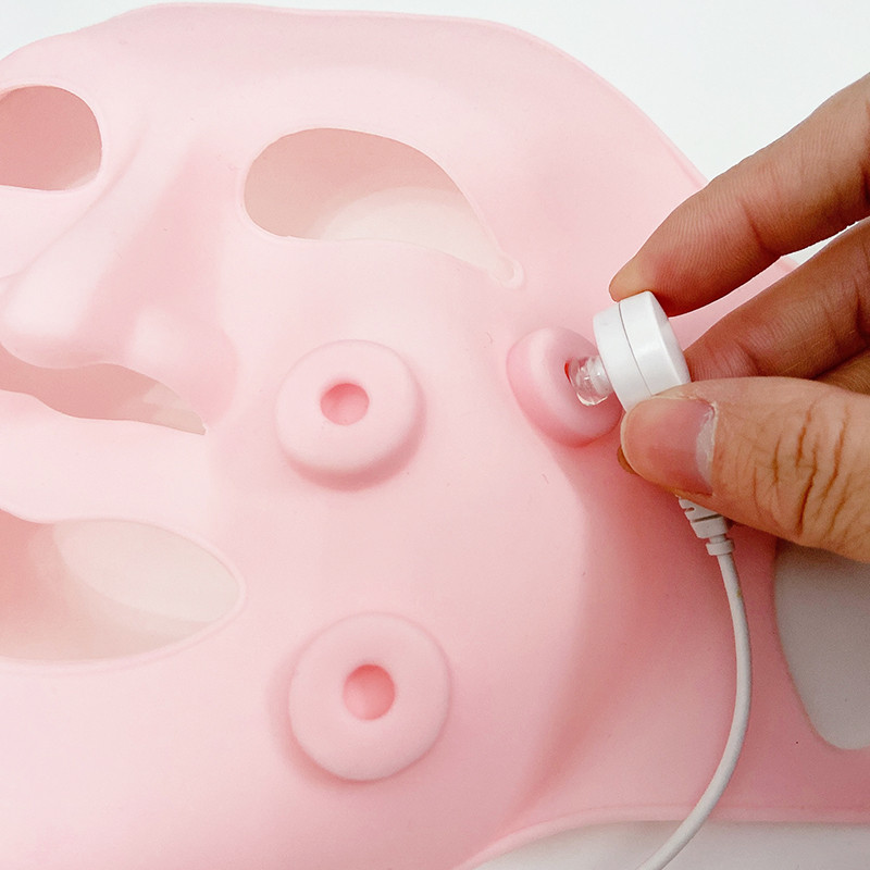 Силиконова 3D маска за лице Електрически LED вибрационен масажор за красота Грижа за кожата Подмладяване Против бръчки Премахване на акне Face Beauty Spa